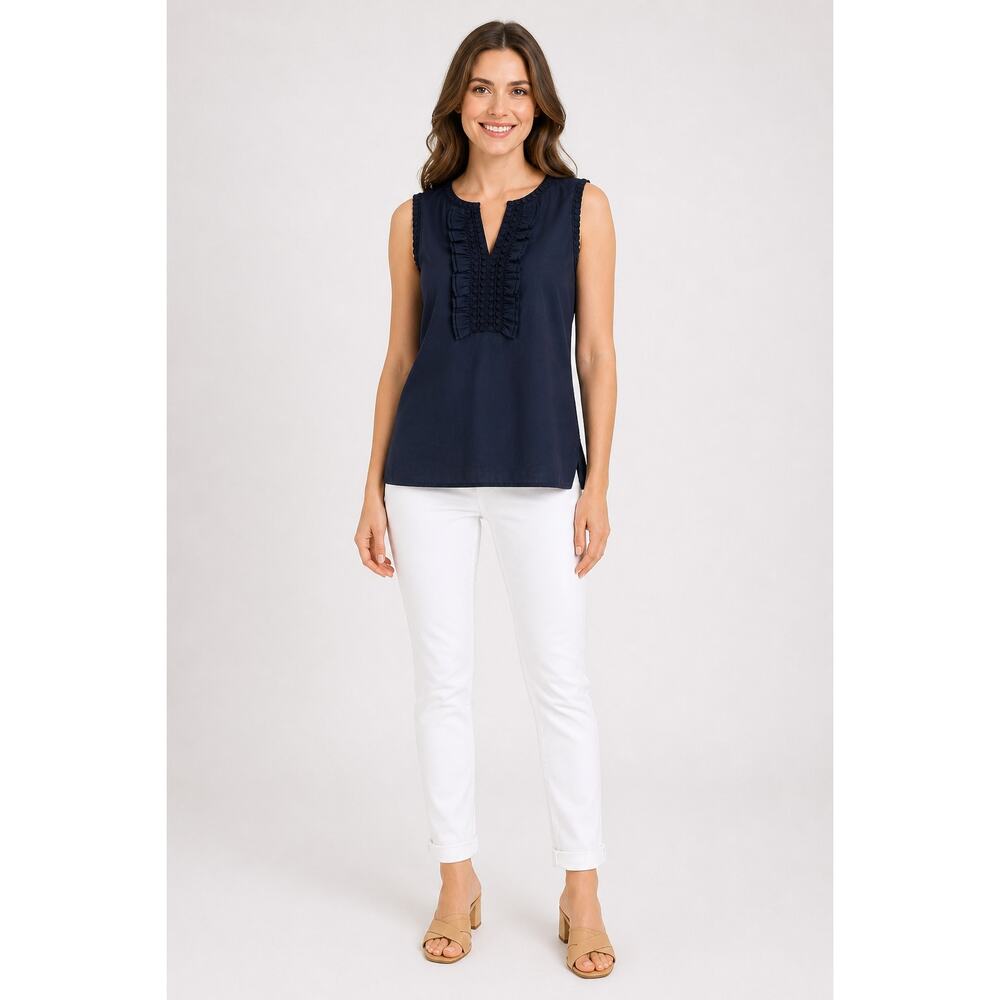 Talbots Sleeveless Poplin Tank Top Blouse Navy Blue Womens Size Small New Shirt